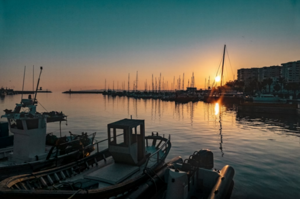 Estepona marina at sunset, Costa del Sol